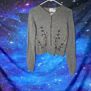 By Design- Knit Gray Floral Cardigan size Small